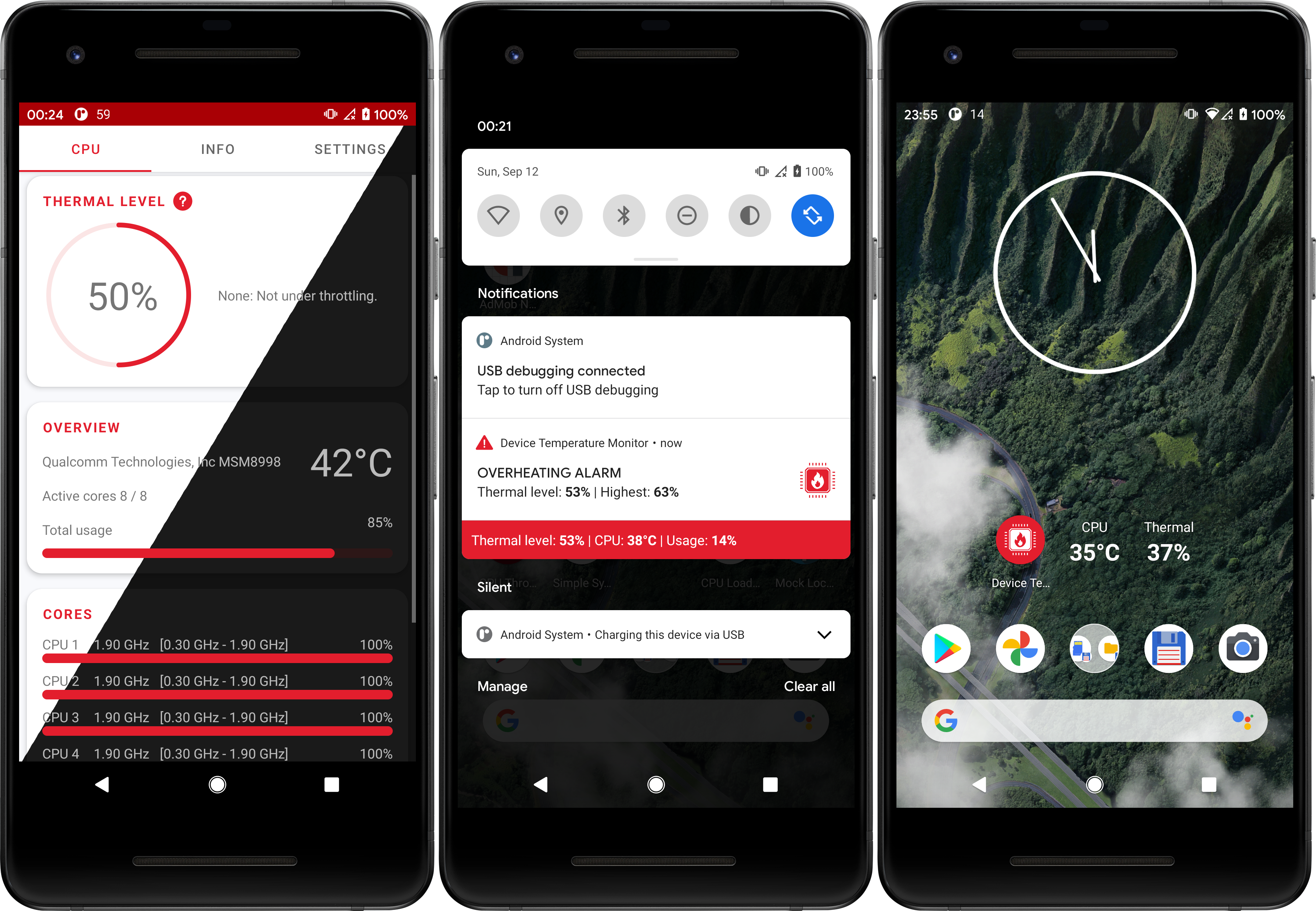 Device Temperature Monitor Android app with CPU temperature and thermal level overview
